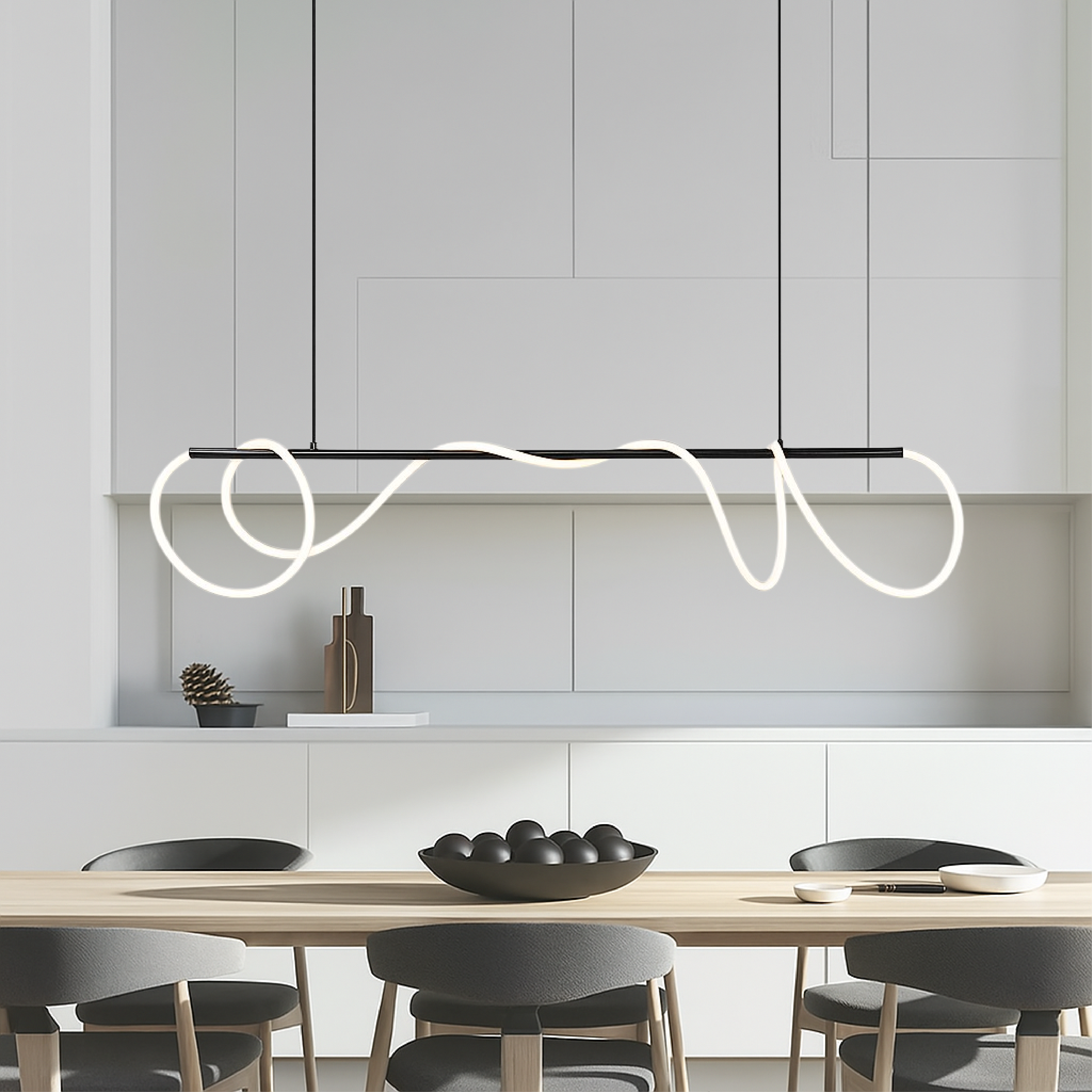 Luce a sospensione lineare per tavolo da cucina