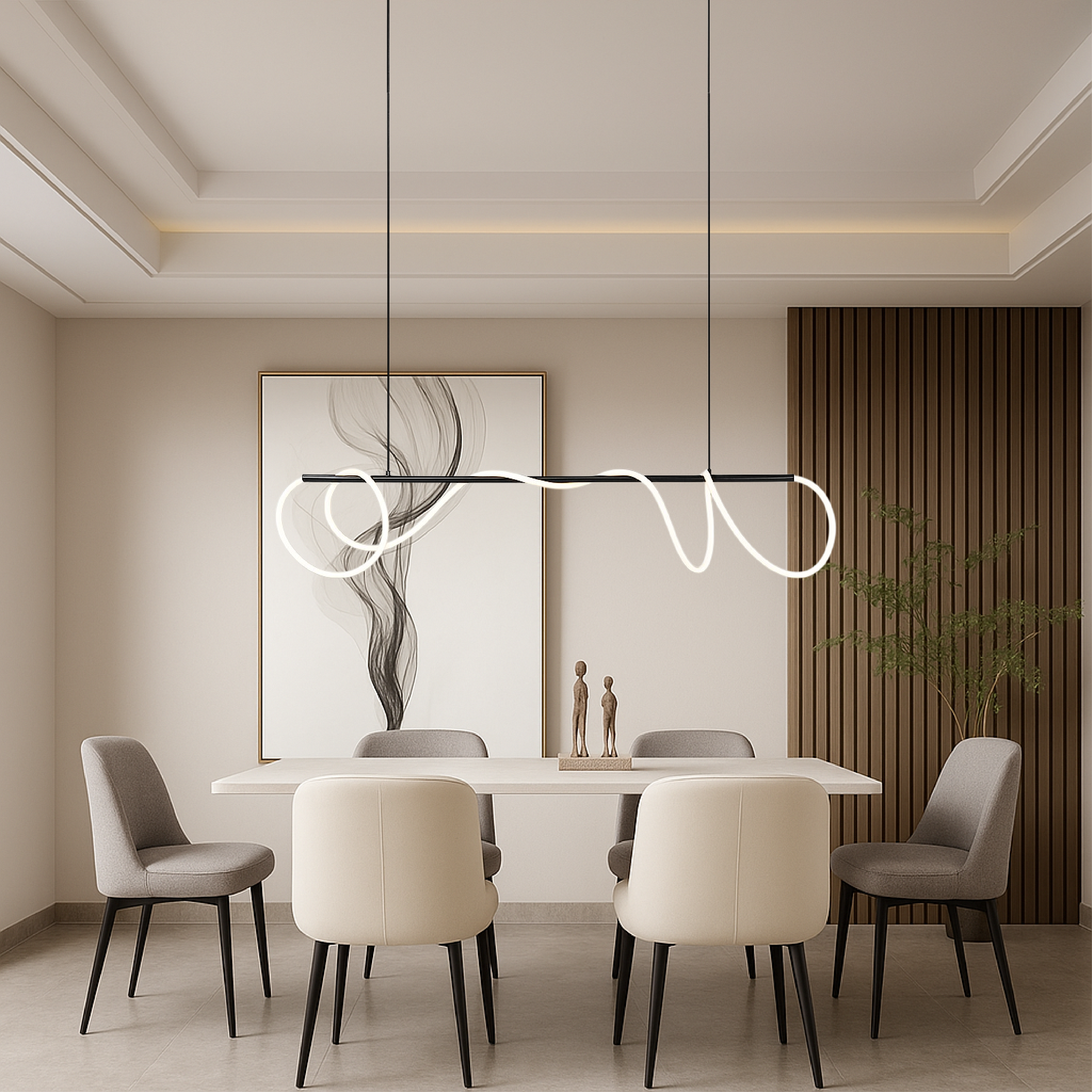 Luce a sospensione lineare per tavolo da cucina