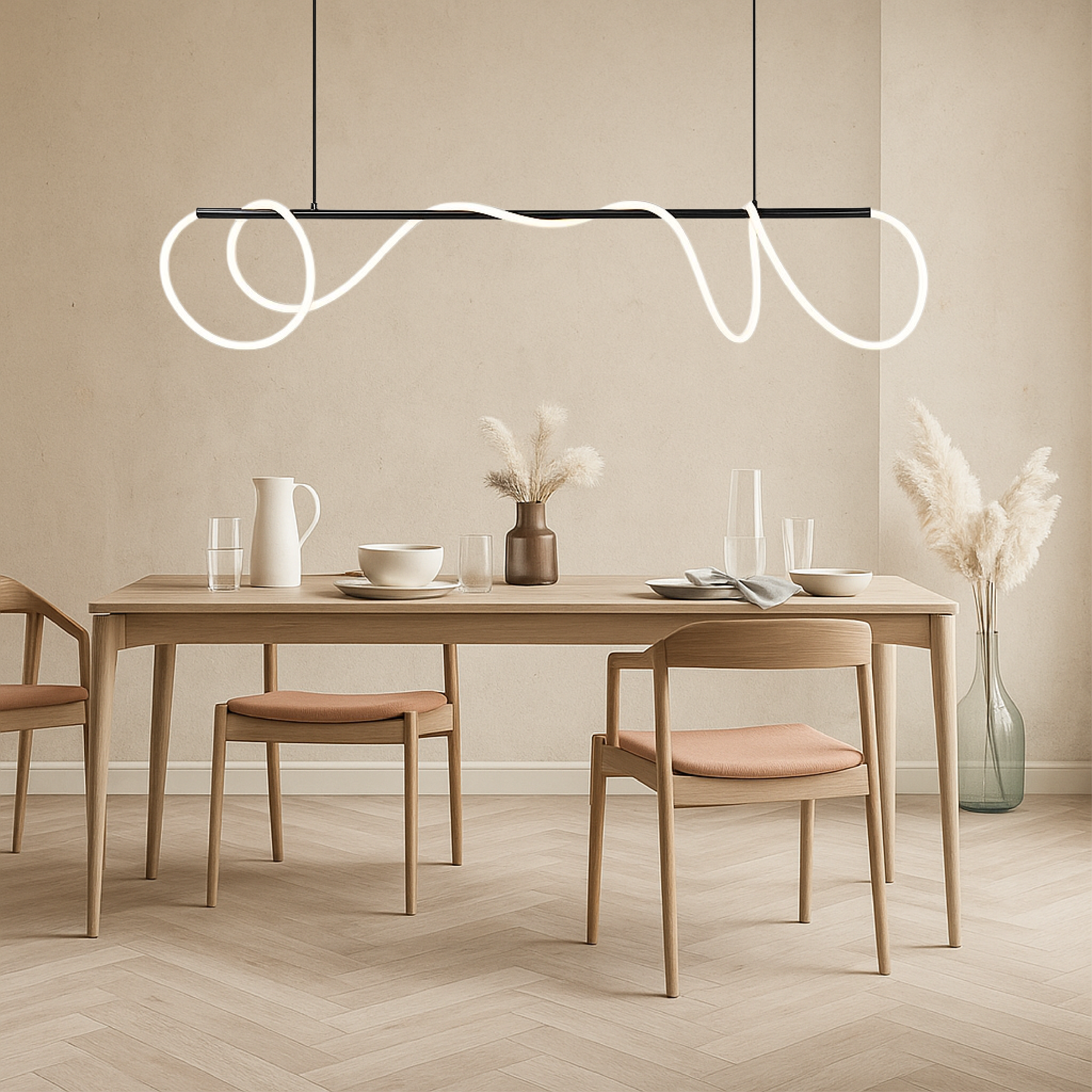 Luce a sospensione lineare per tavolo da cucina
