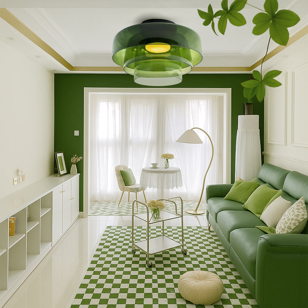 Lampada a sospensione a strati in vetro Nordic Bauhaus