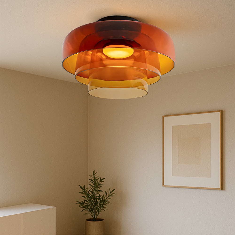 Lampada a sospensione a strati in vetro Nordic Bauhaus