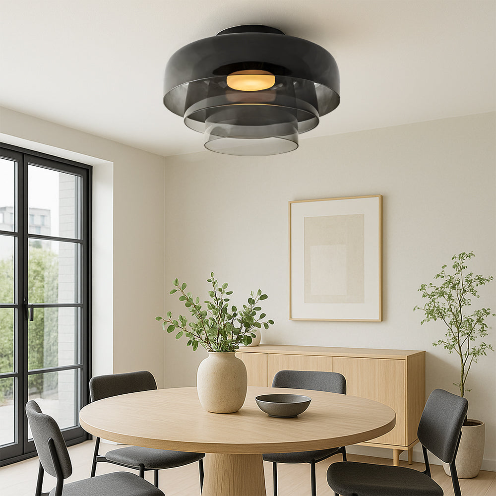 Lampada a sospensione a strati in vetro Nordic Bauhaus