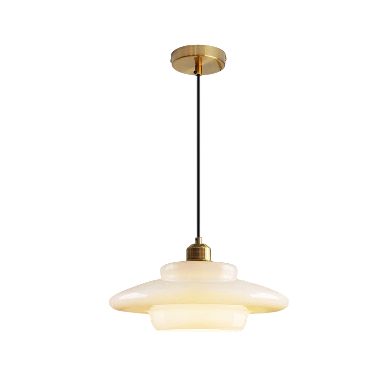 Luce a sospensione in vetro bianco latte