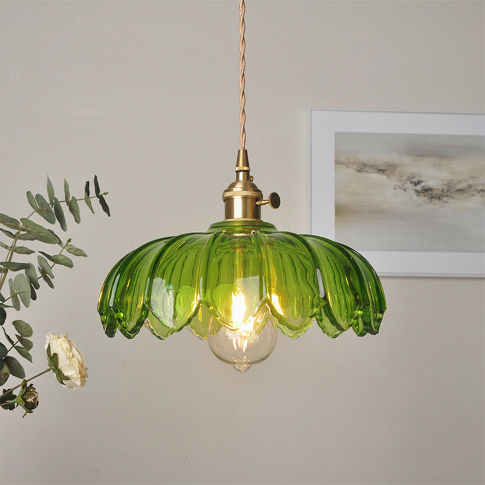 Luce a sospensione a fiore di vetro