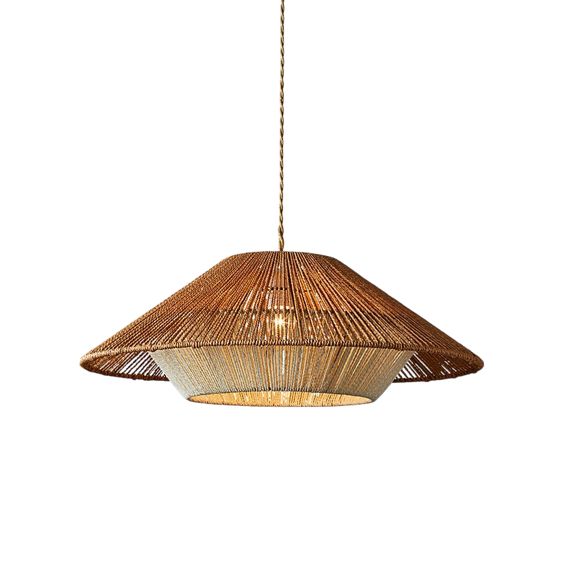 Lampada a sospensione in bambù intrecciato