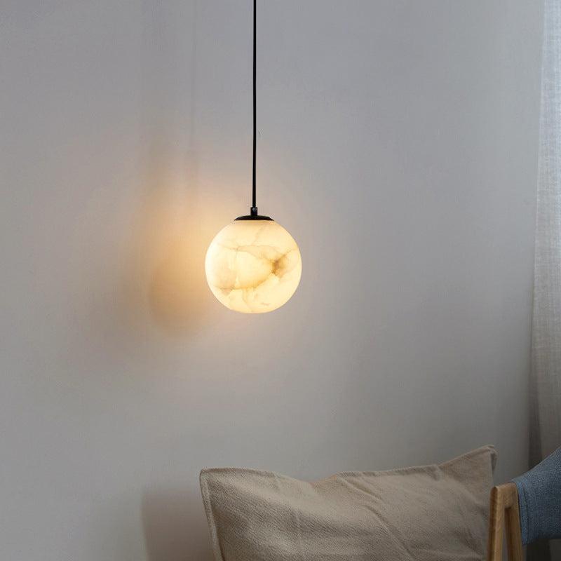 Lampada a sospensione sferica in marmo