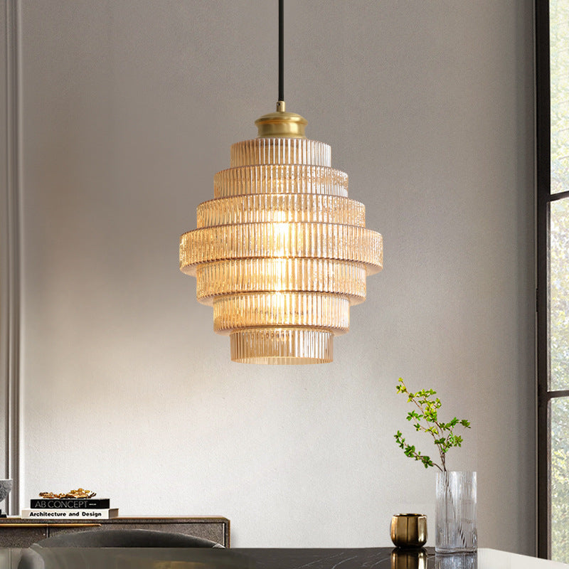 Lampada a sospensione in vetro L'otre