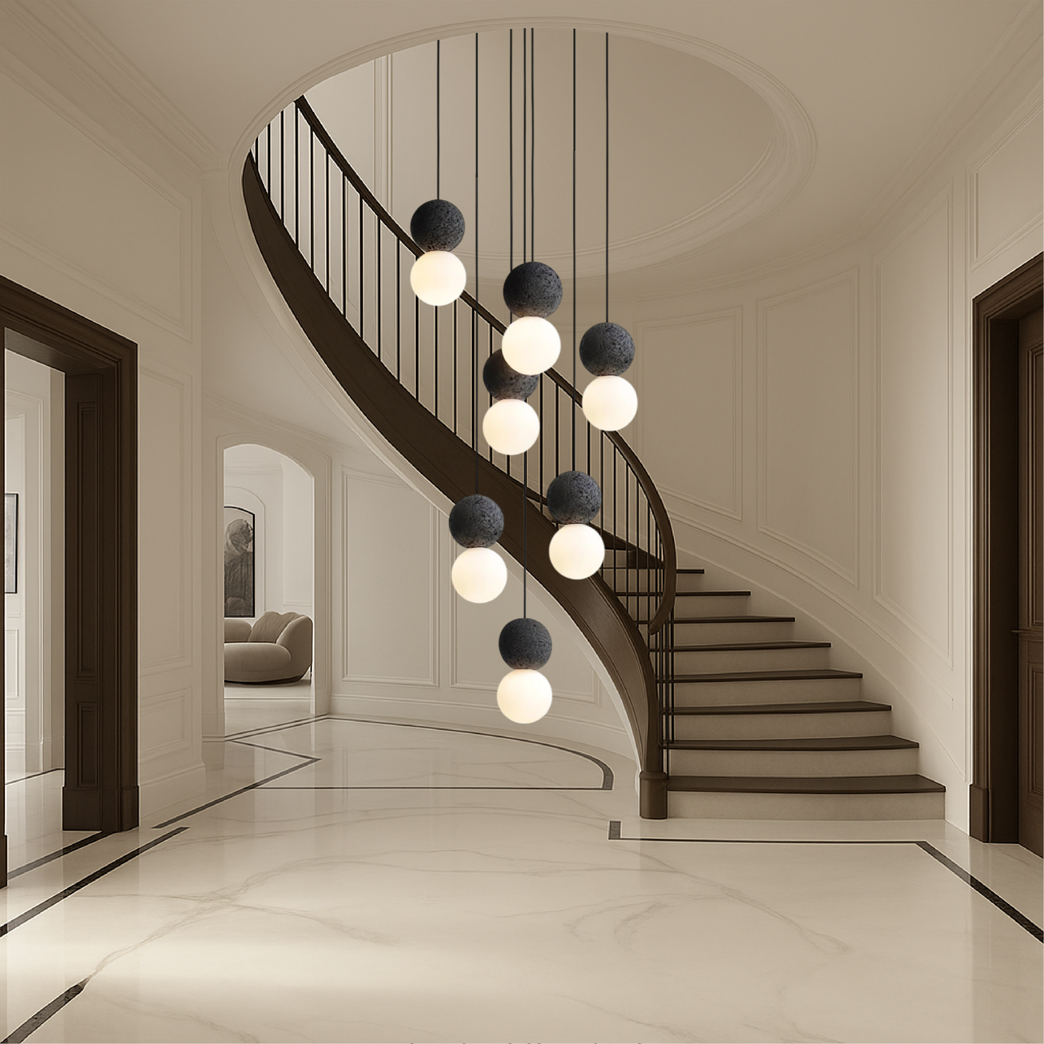 Lampadario in ossidiana