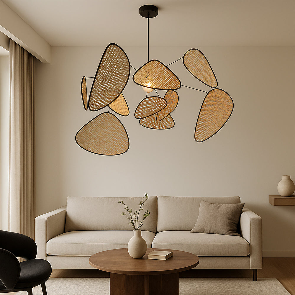 Luce a sospensione in rattan di Bria