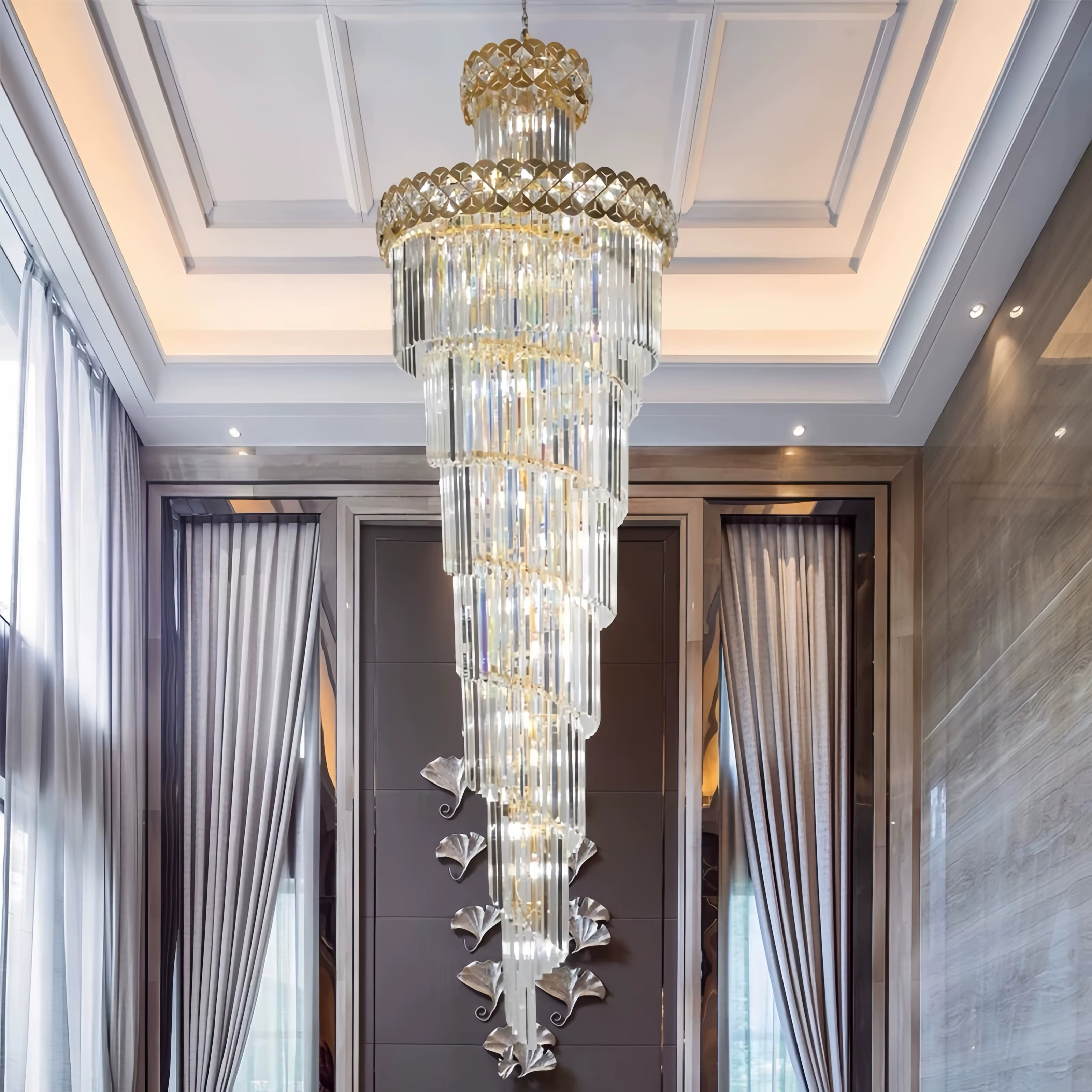 Lampadario moderno in cristallo per scale