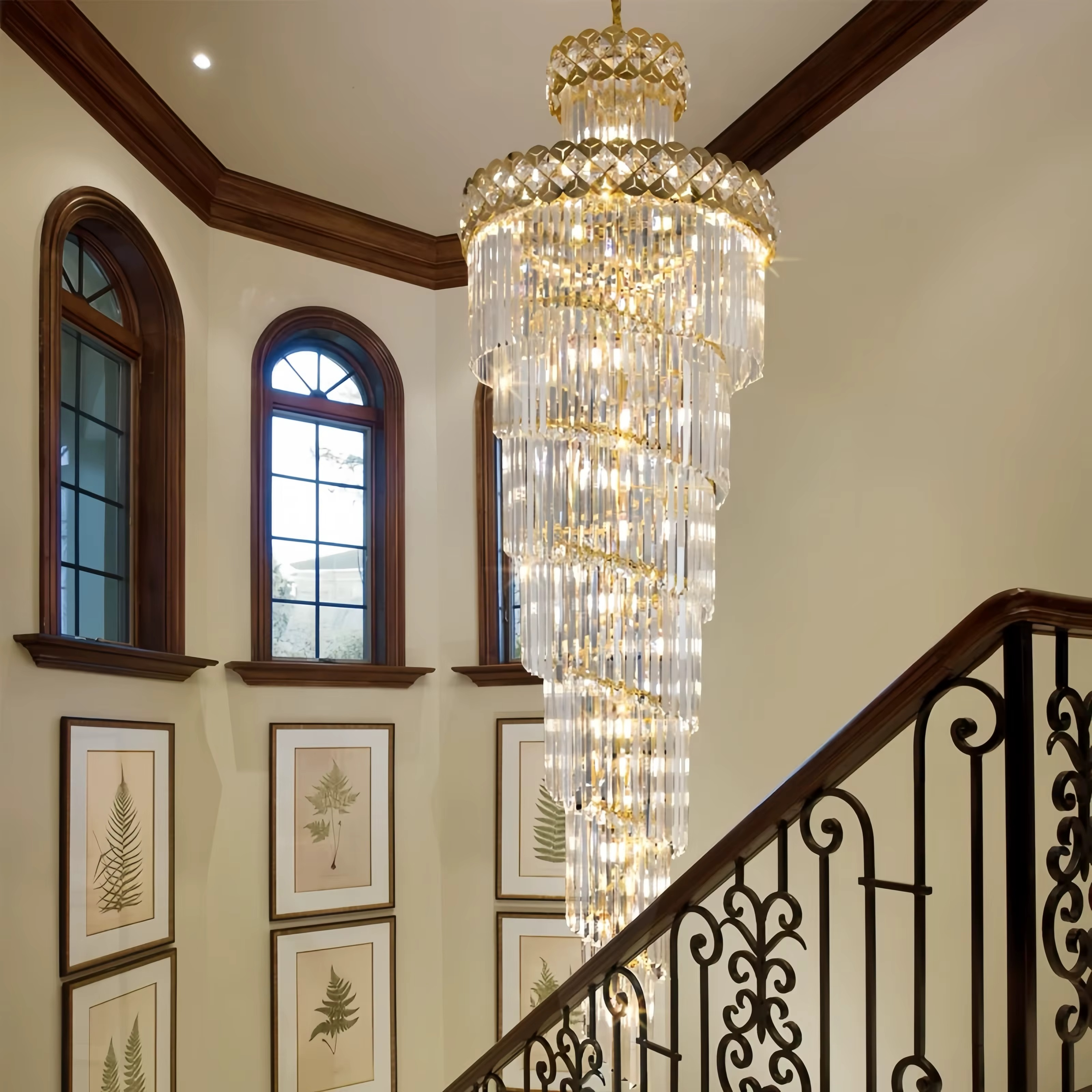 Lampadario moderno in cristallo per scale