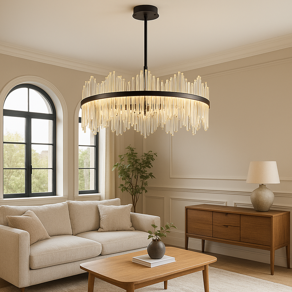 Lampadario Terri in cristallo nero