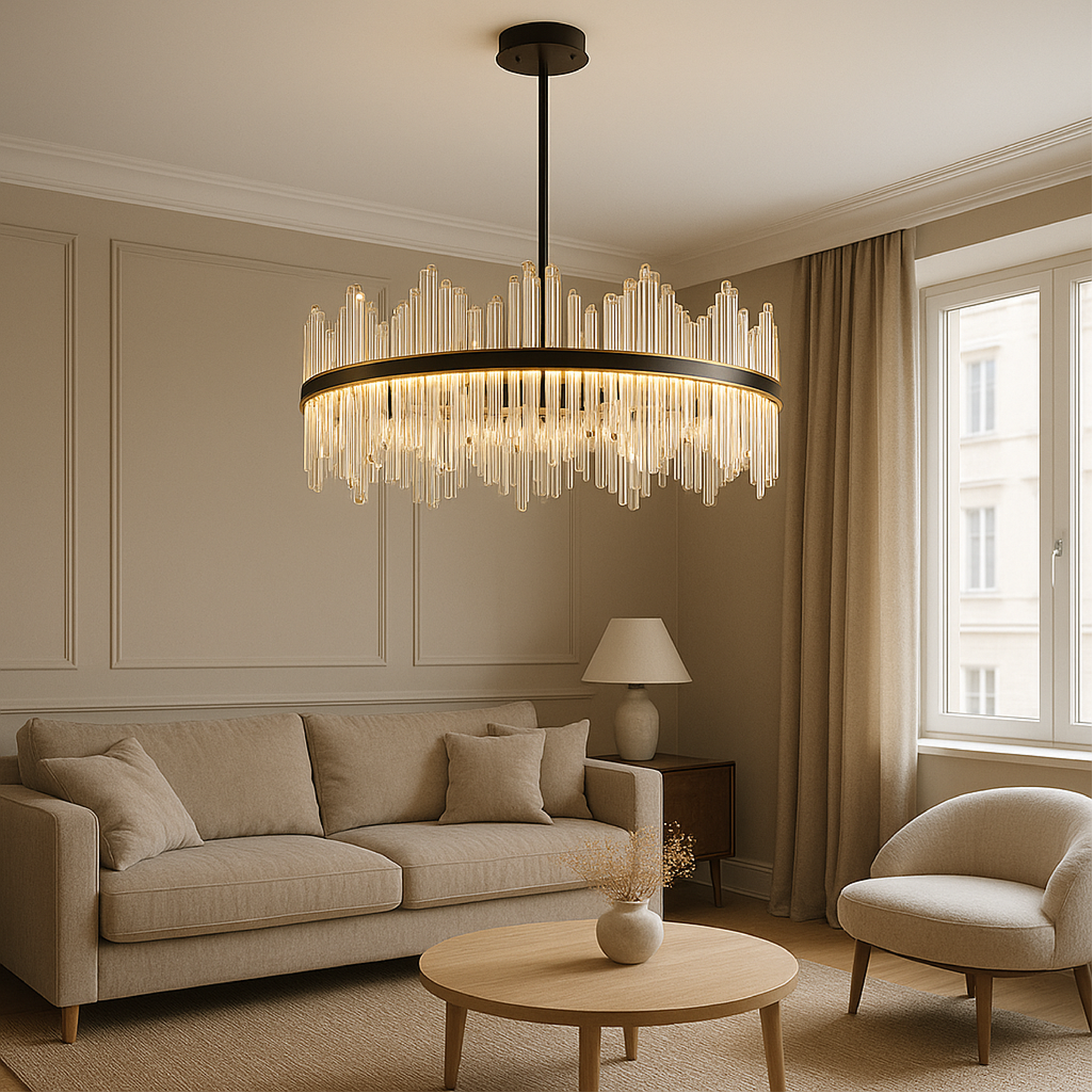 Lampadario Terri in cristallo nero