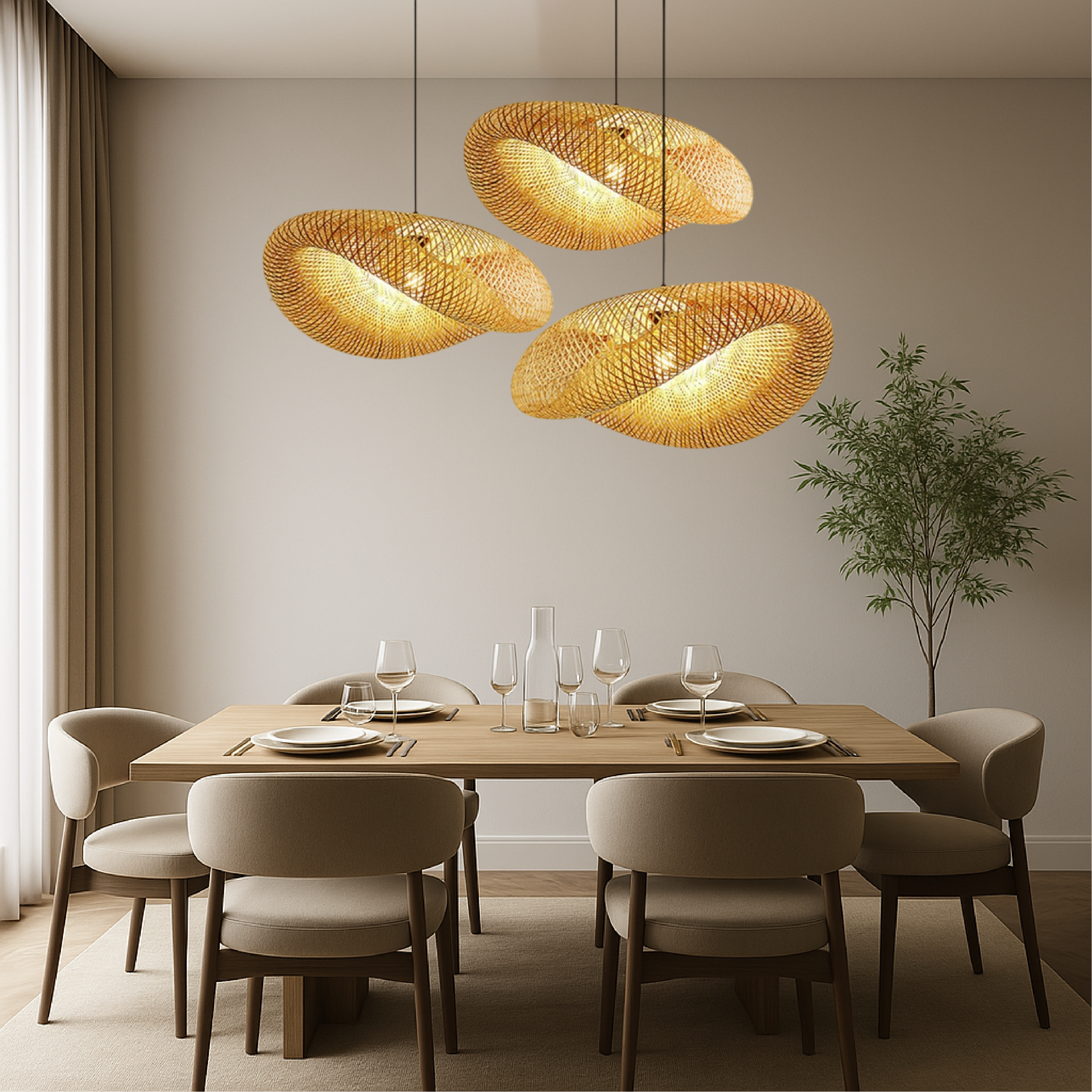 Luce a sospensione in bambù