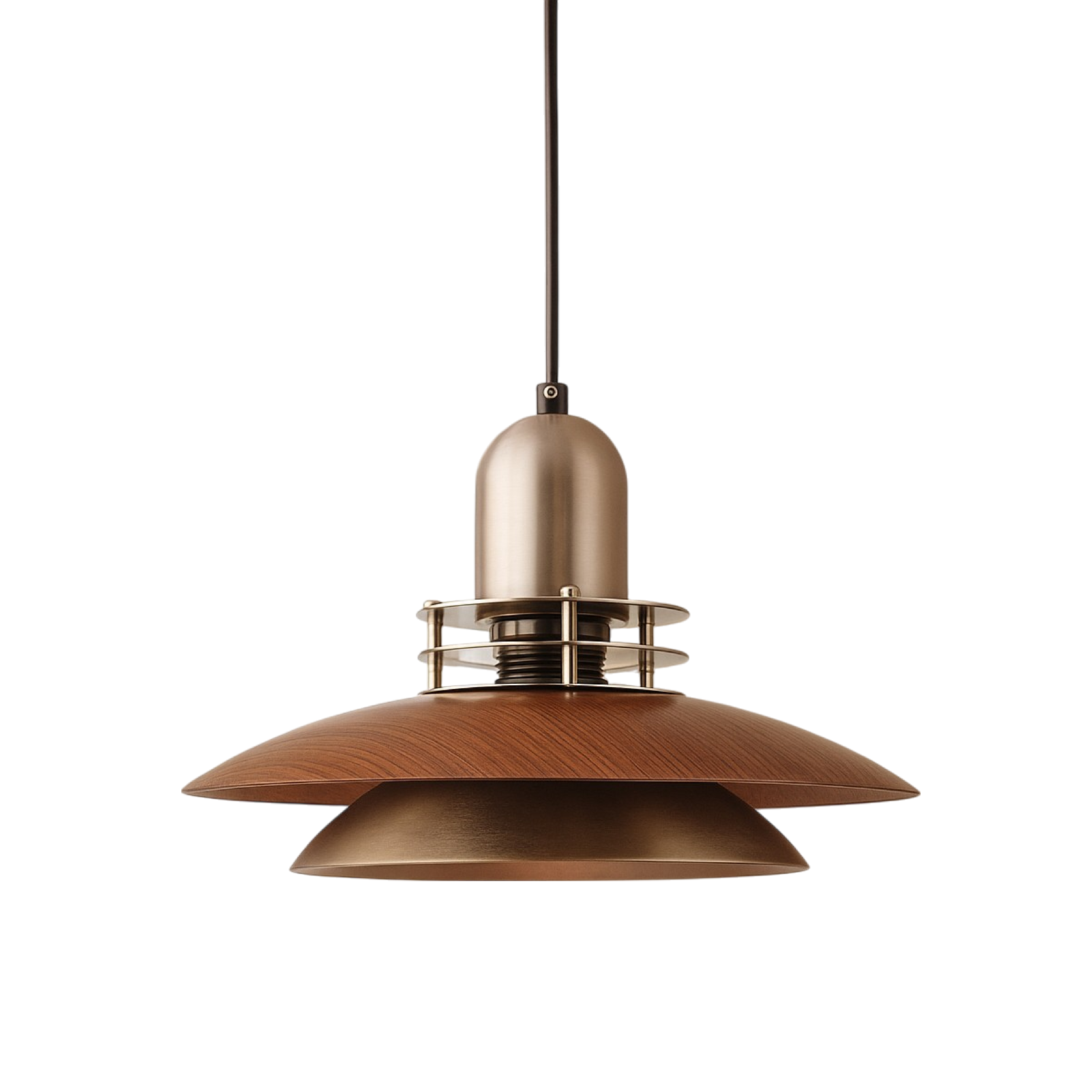 Luce a sospensione a strati in legno di noce