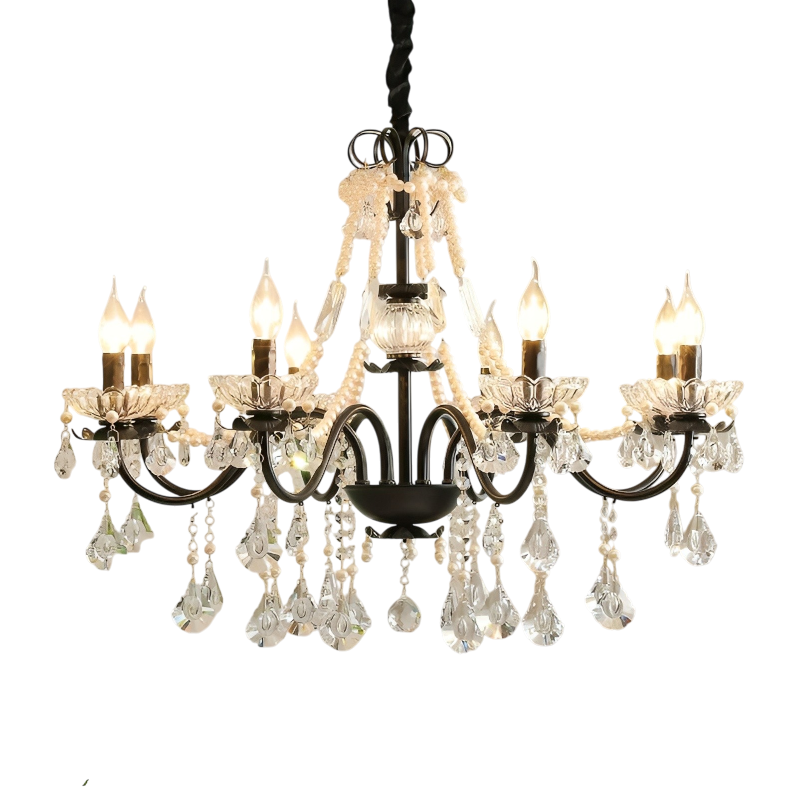 Lampadario francese in cristallo nero