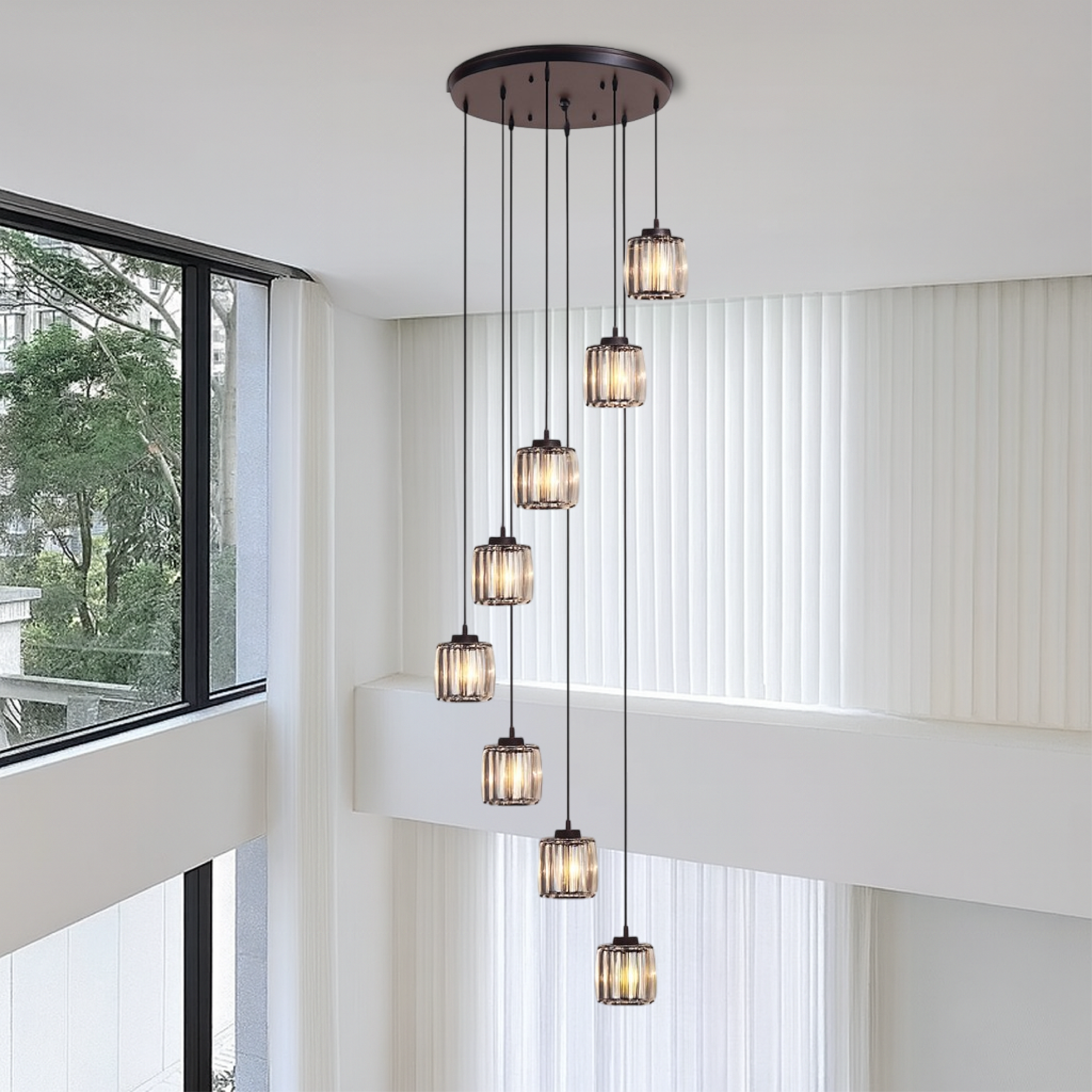 Lampadario per scale in cristallo Ida