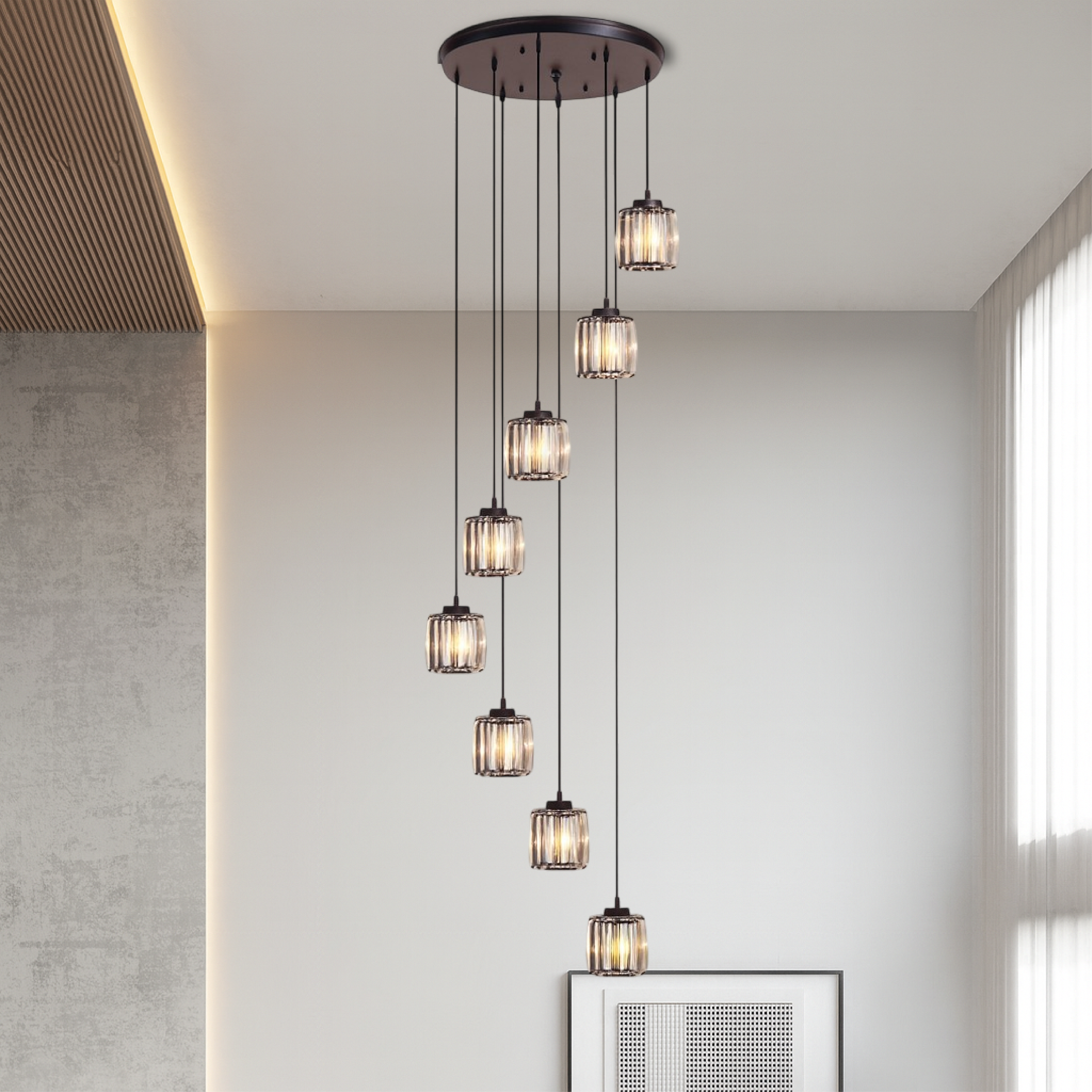 Lampadario per scale in cristallo Ida