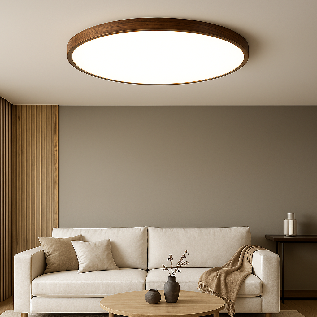Plafoniera con venature di legno scuro