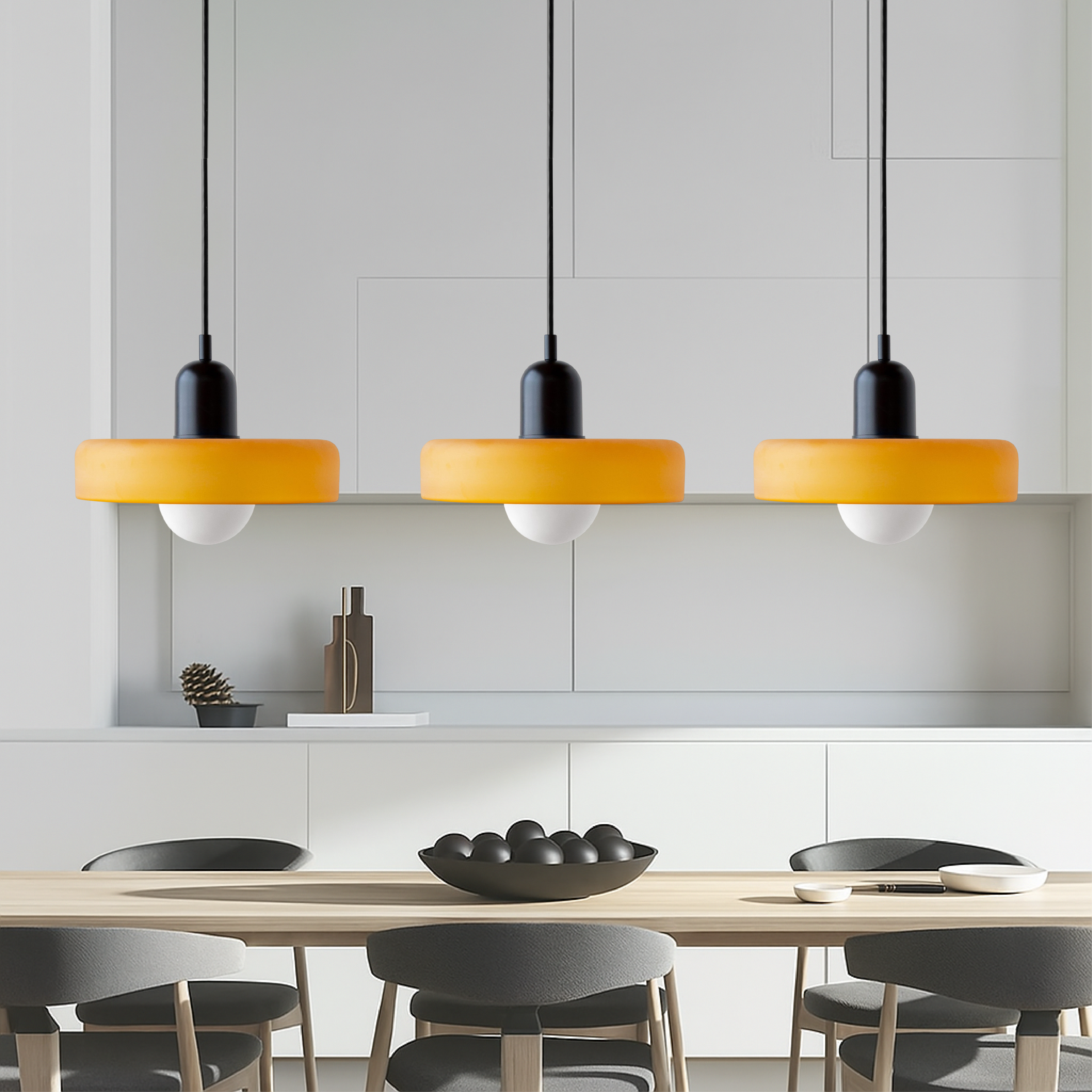 Lampada a sospensione a 3 teste in vetro colorato Bauhaus