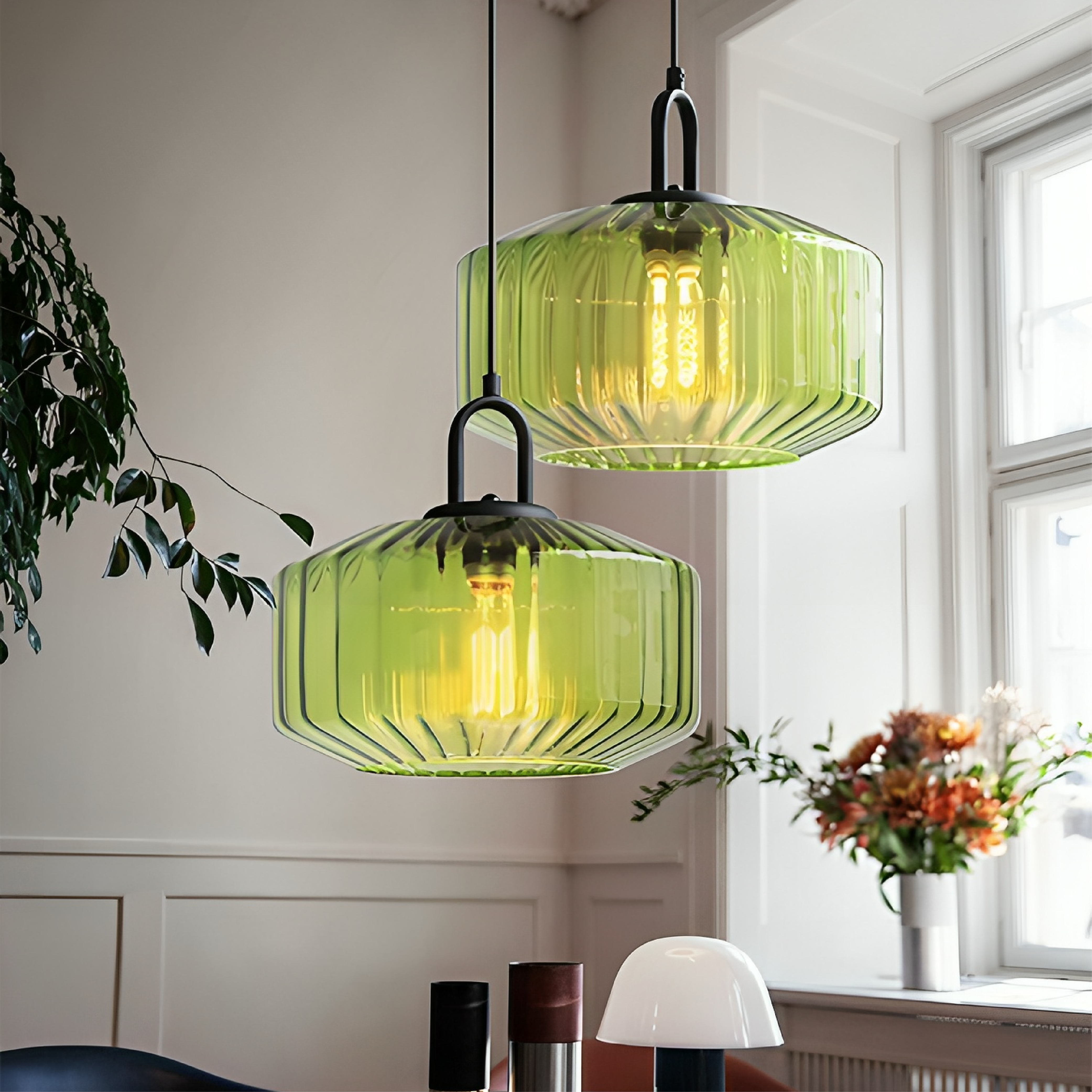 Luce a sospensione in vetro colorato