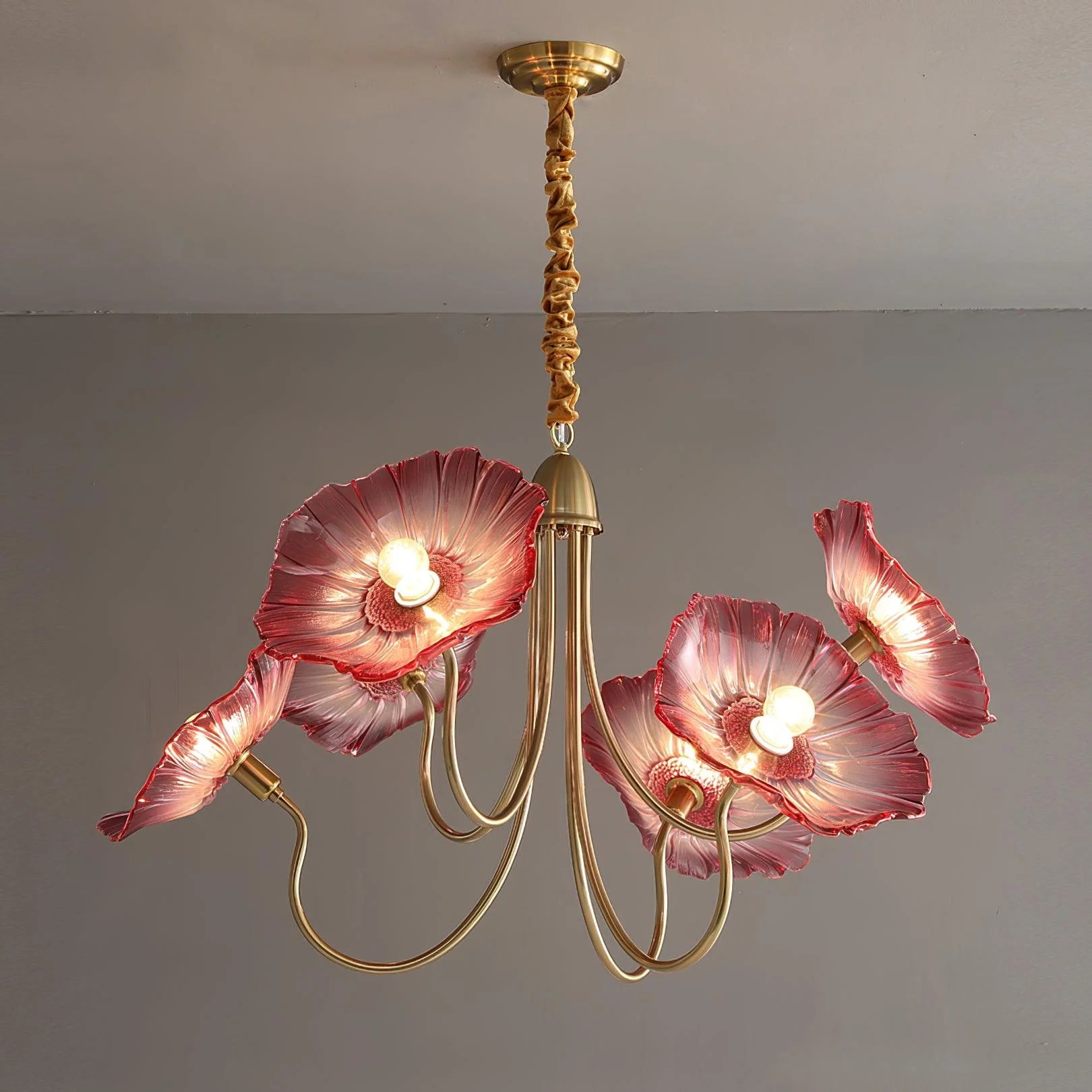 Lampadario a foglie di vetro Lotus