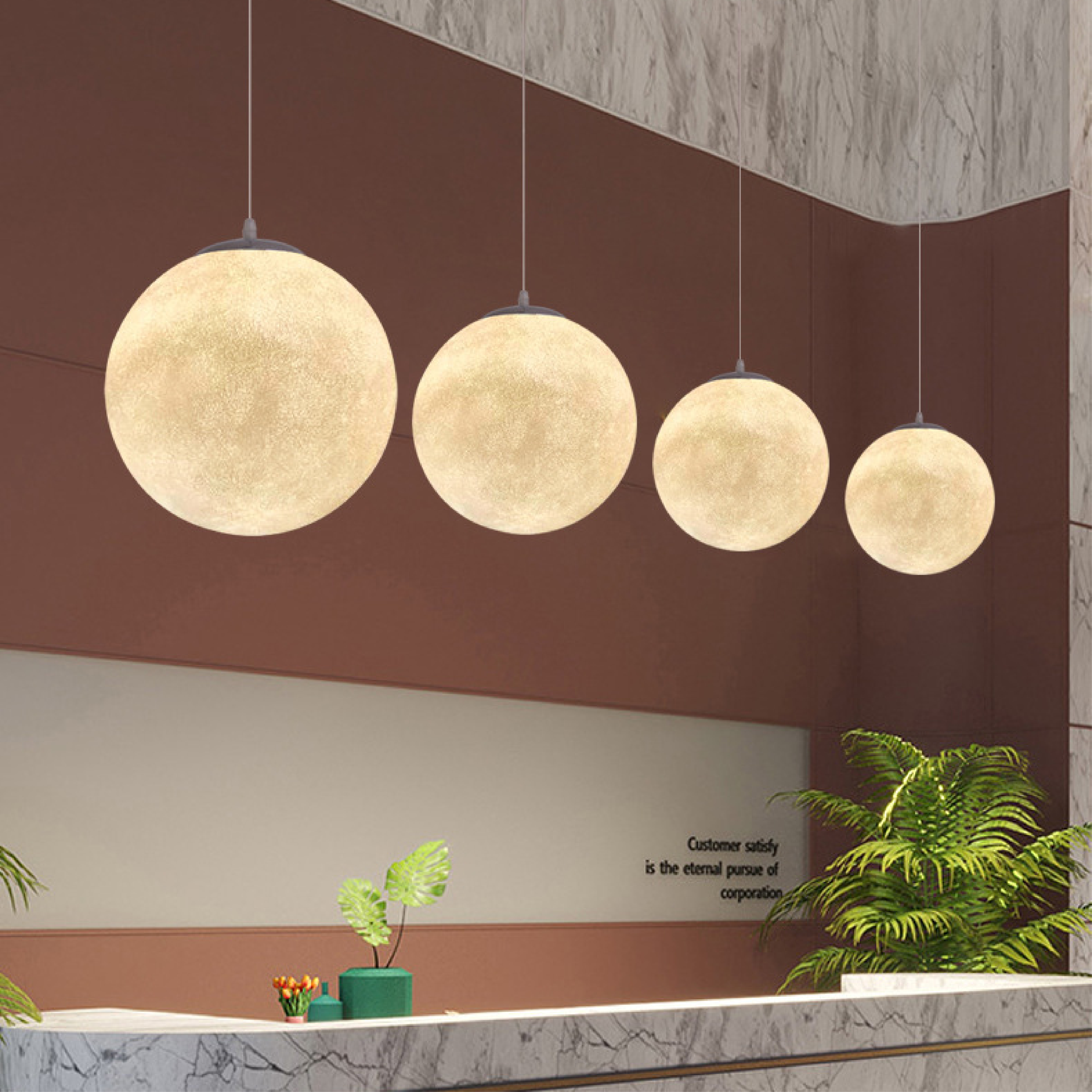 Lampada a sospensione con motivo a luna