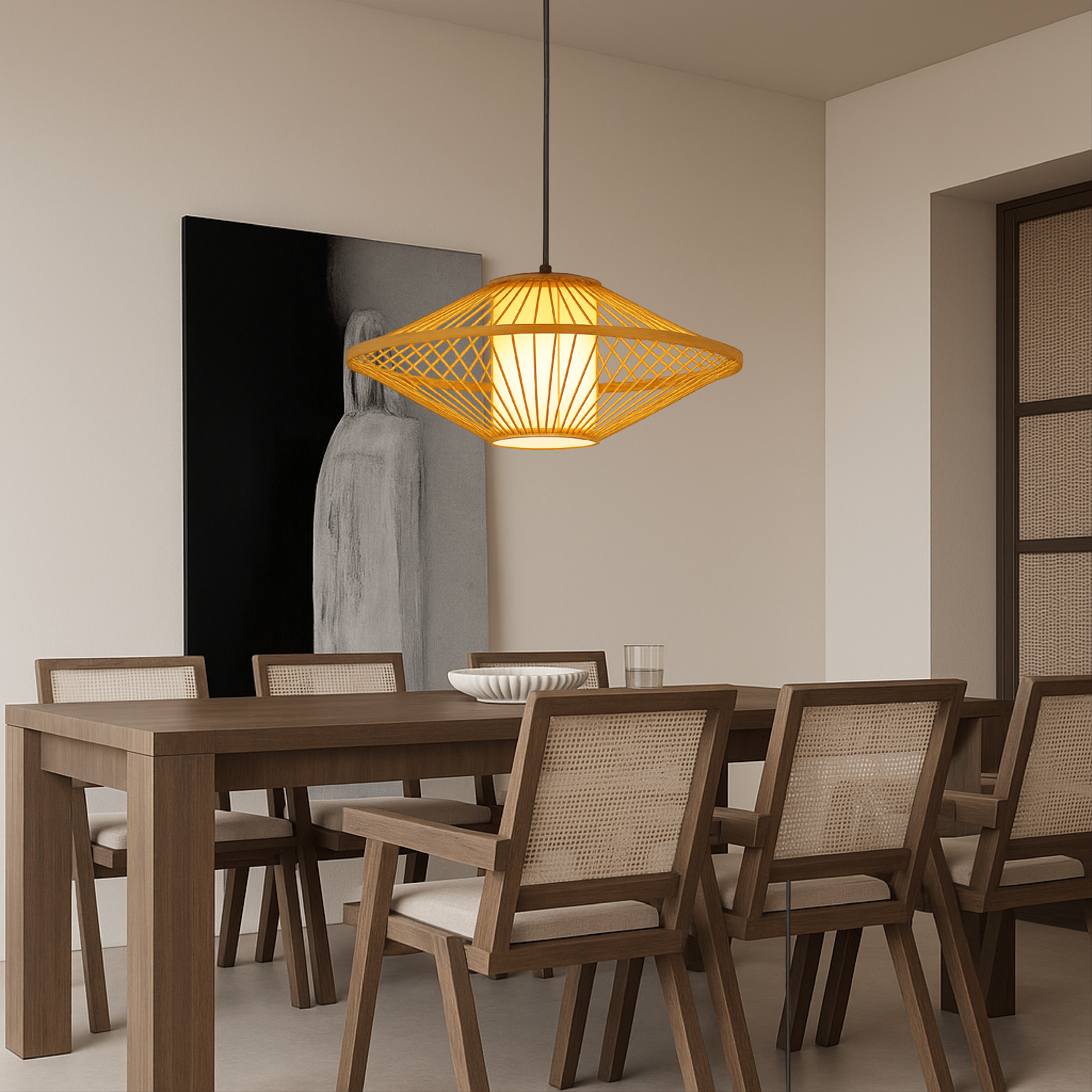 Luce a sospensione in bambù giapponese