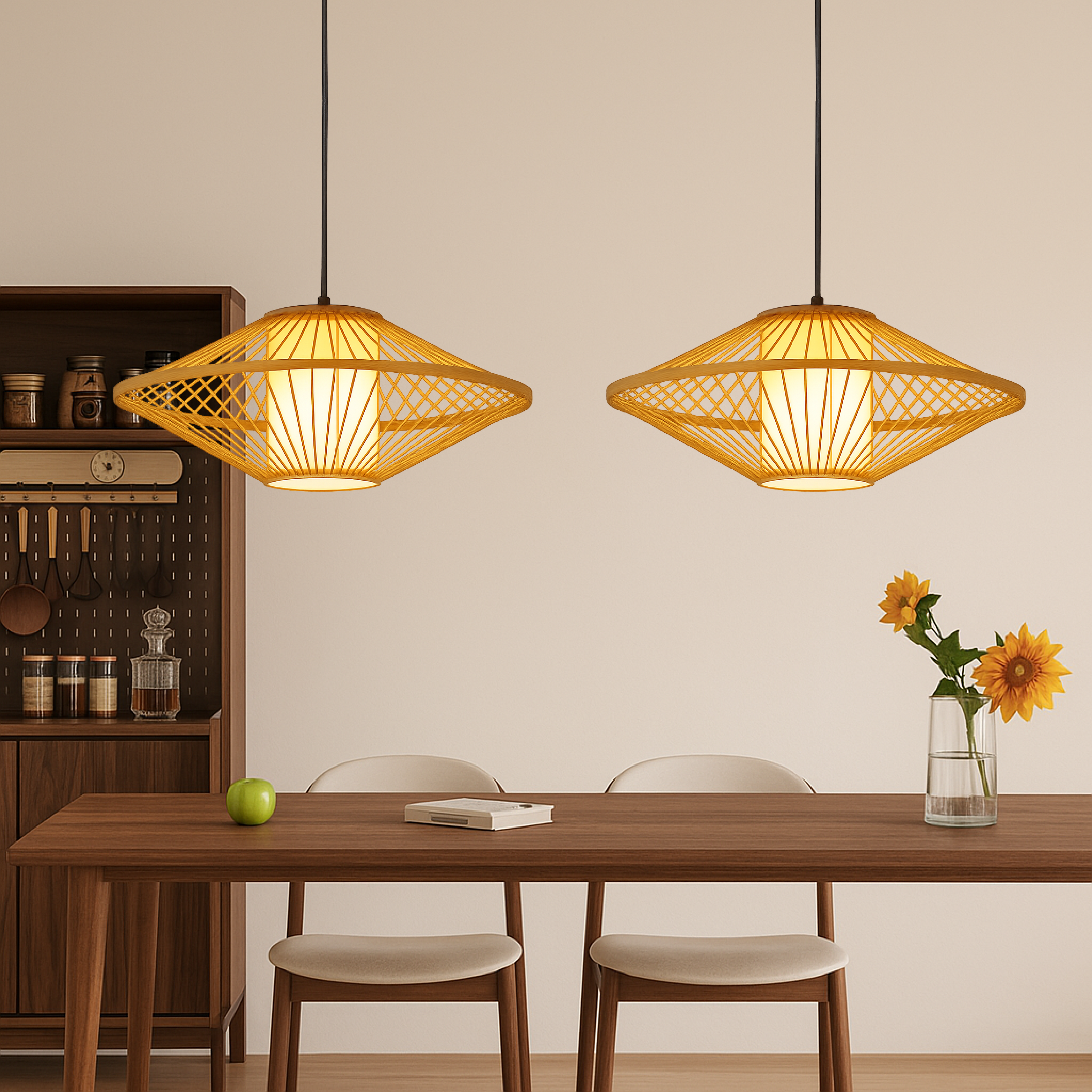 Luce a sospensione in bambù giapponese