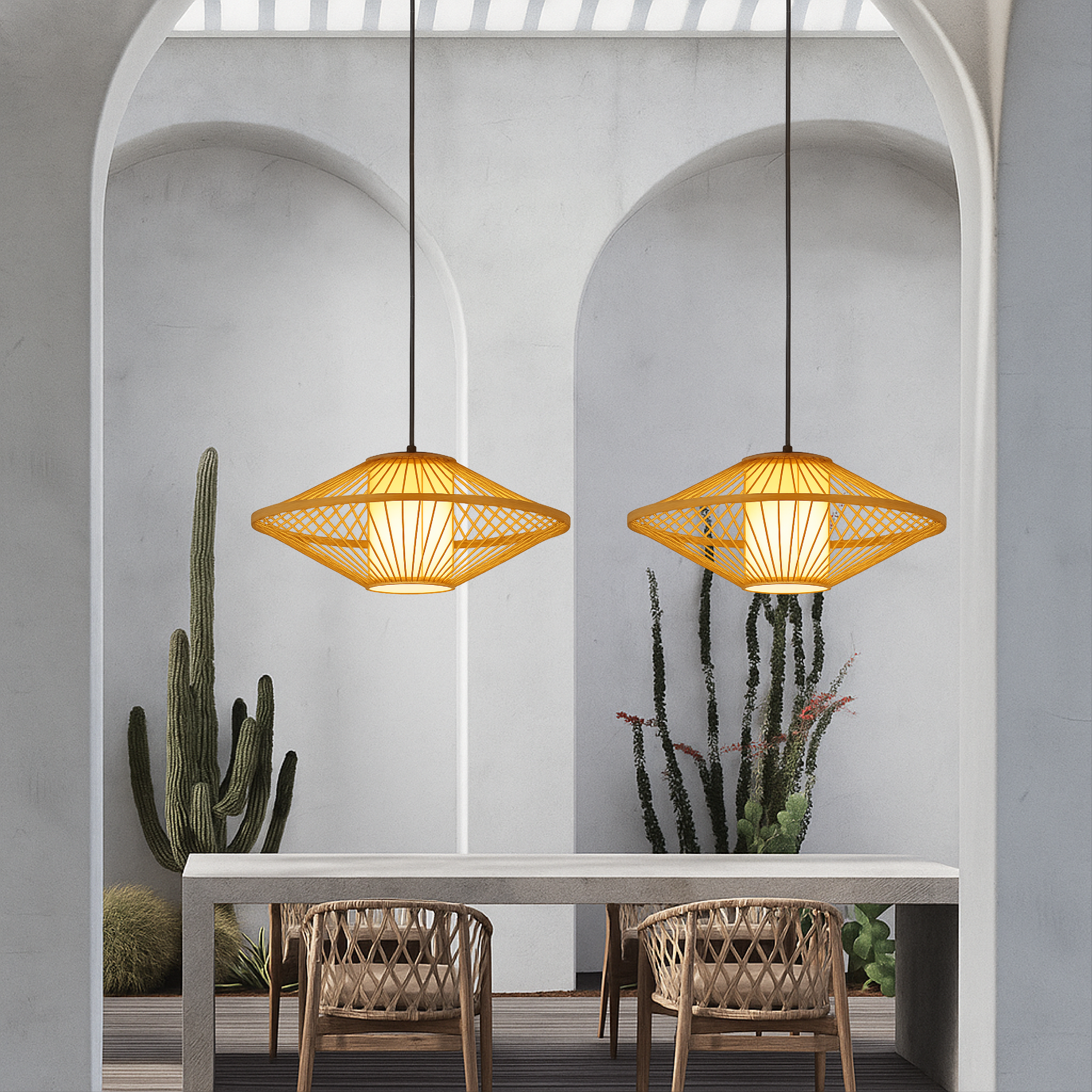 Luce a sospensione in bambù giapponese