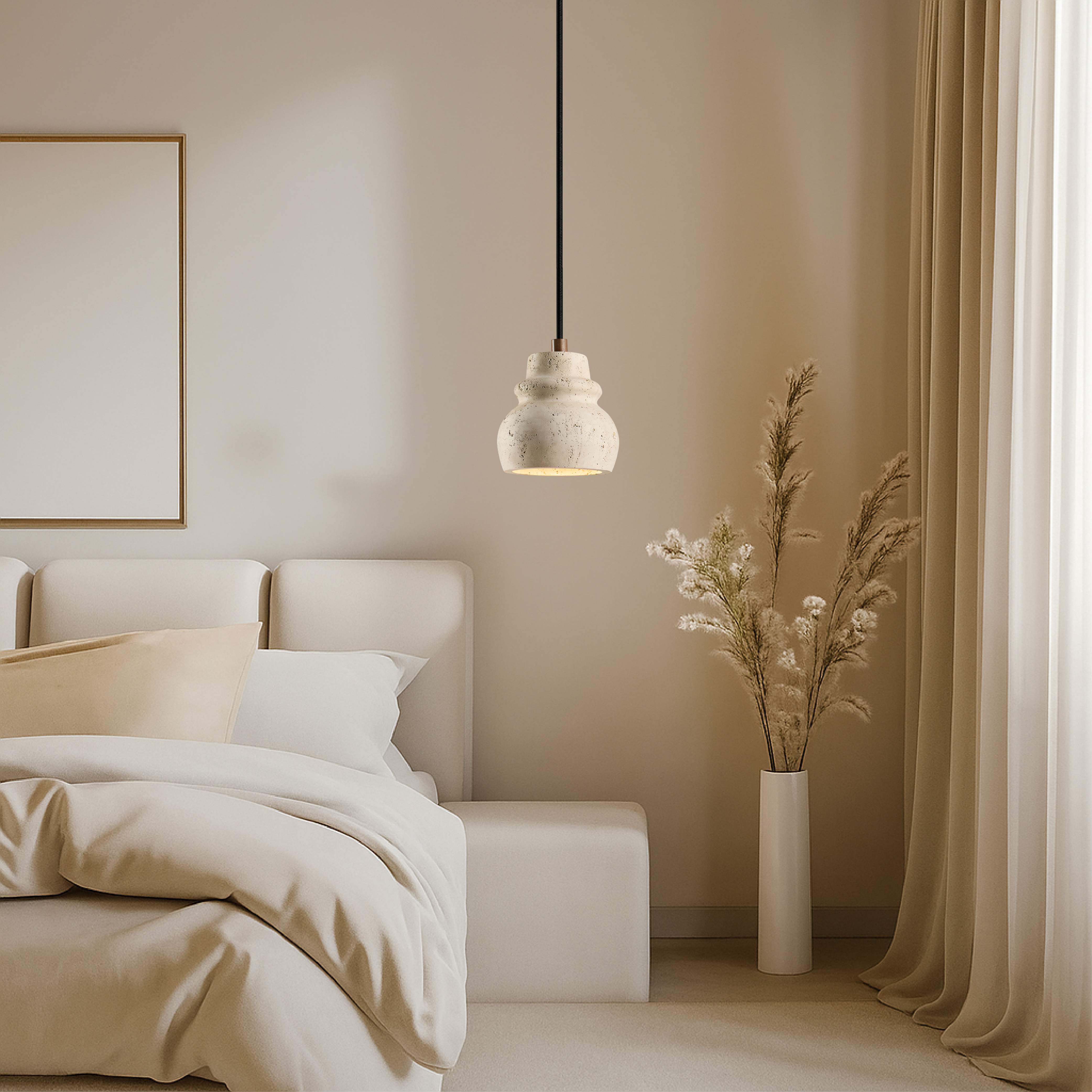 Lampada a sospensione in travertino Trisu