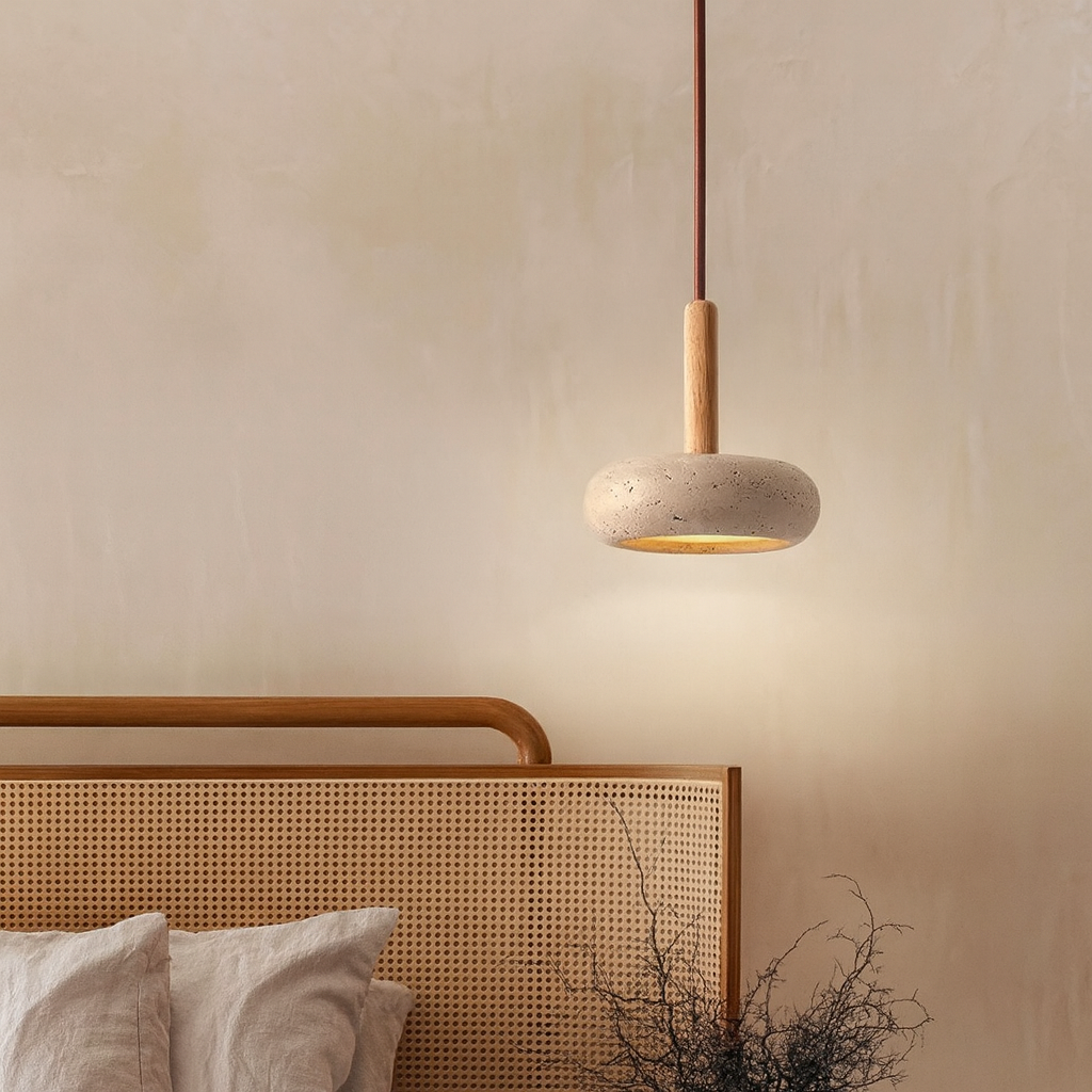 Luce a sospensione in travertino