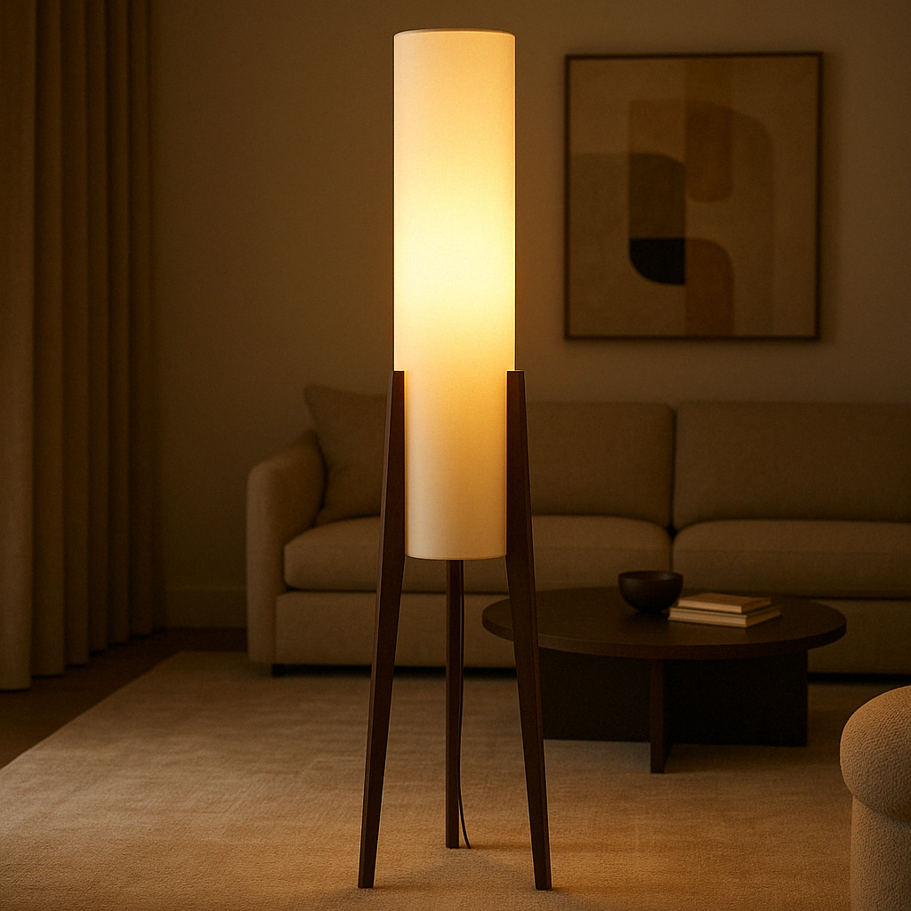 Lampada da terra in noce massiccio