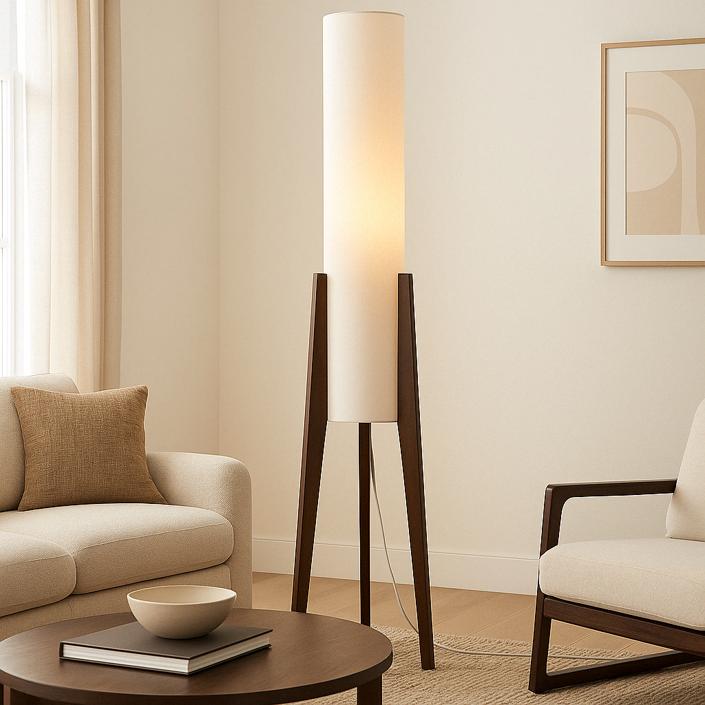 Lampada da terra in noce massiccio